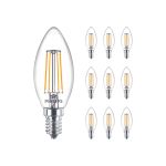 Mehrfachpackung 10x Philips MASTER Value LED Kerze E14 Fadenlampe Klar 3.4W 470lm - 927  | Höchste Farbwiedergabe - Dimmbar - Ersatz für 25W