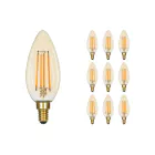 Lot 10x LED E14 Bougie Filament Ambre 4.1W 350lm - 822 | Dimmable - Remplacement 40W